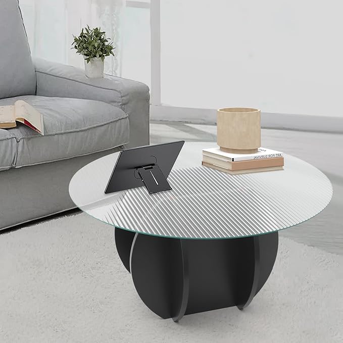 Round Glass Coffee Table for Living Room