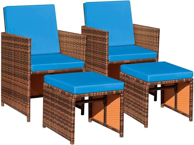 Devoko 4 Pieces Patio Wicker Furniture Set Outdoor Patio Chairs
