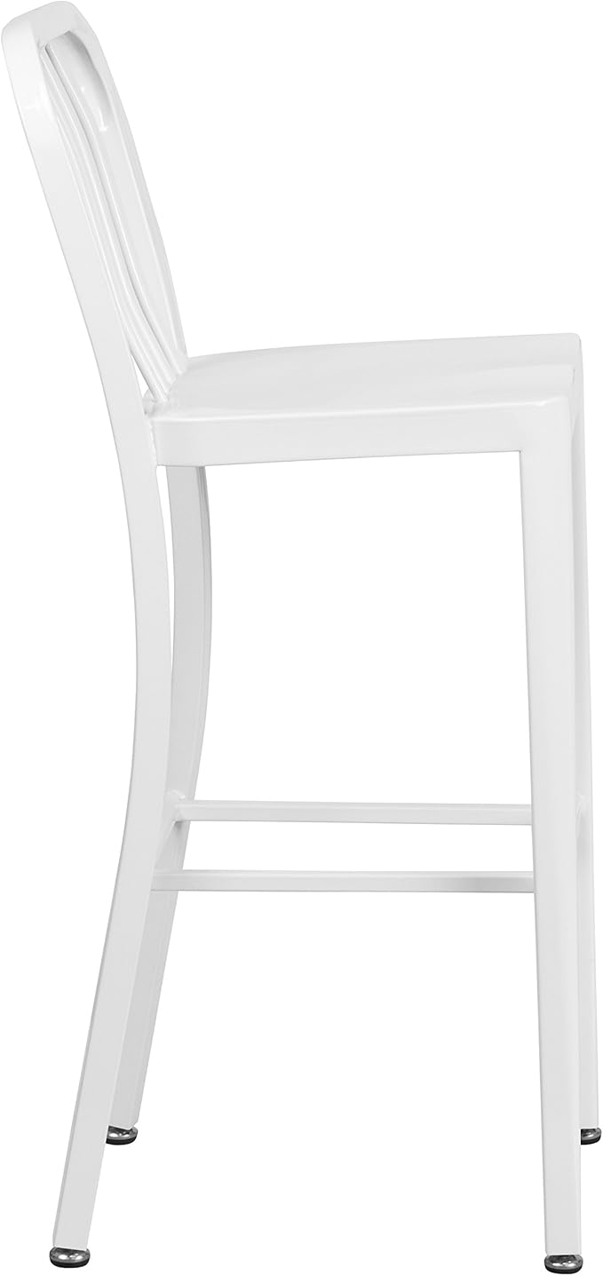 Flash Furniture Commercial Grade 30" High White Metal Indoor-Outdoor Barstool