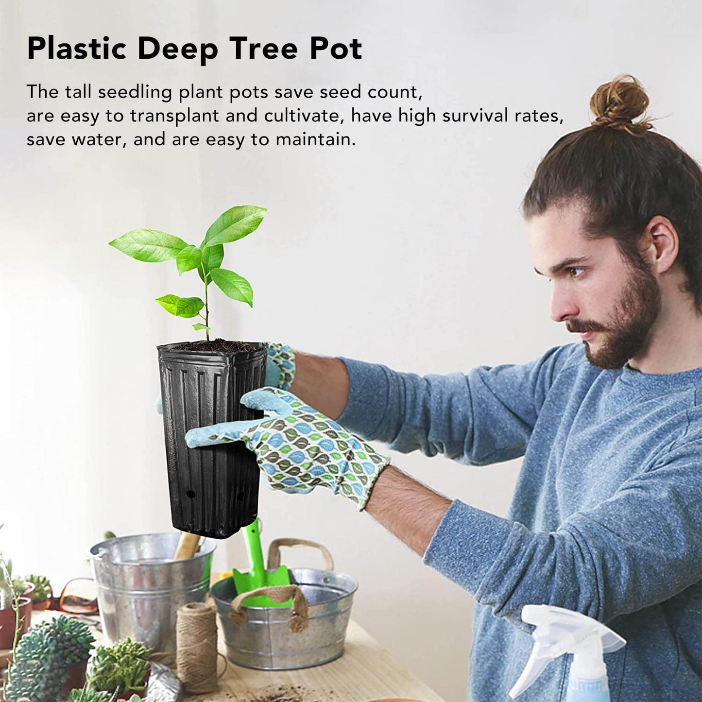 TOPINCN Deep Tree Pot Nursery Pots Outdoor Indoor Garden Seedlings Container Plants Treepots Tree Pots Flowers Plastic Container Pots Tall 20Pcs for Jar Nursery Baby Outside Kid Nursery