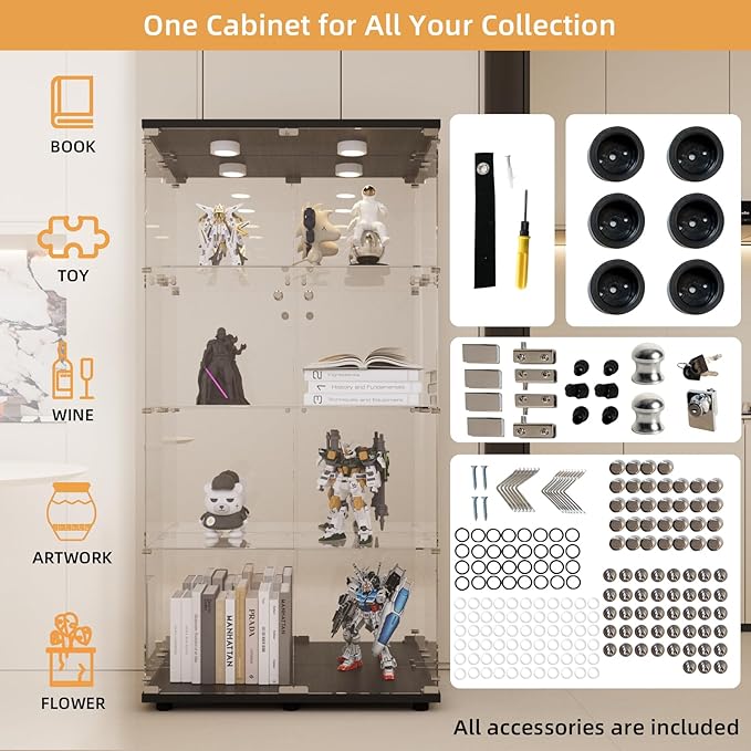 LFT HUIMEI2Y Glass Display Cabinet 4-Shelf