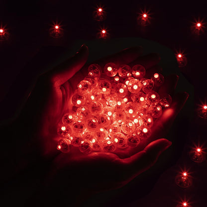 FWYWNL 100pcs Balloon Lights,Round LED Ball Lamp for Latex Balloon Paper Lantern Party Wedding Festival Christmas Halloween Decorative，Long Standby Time Waterpro of Mini Light (Red)