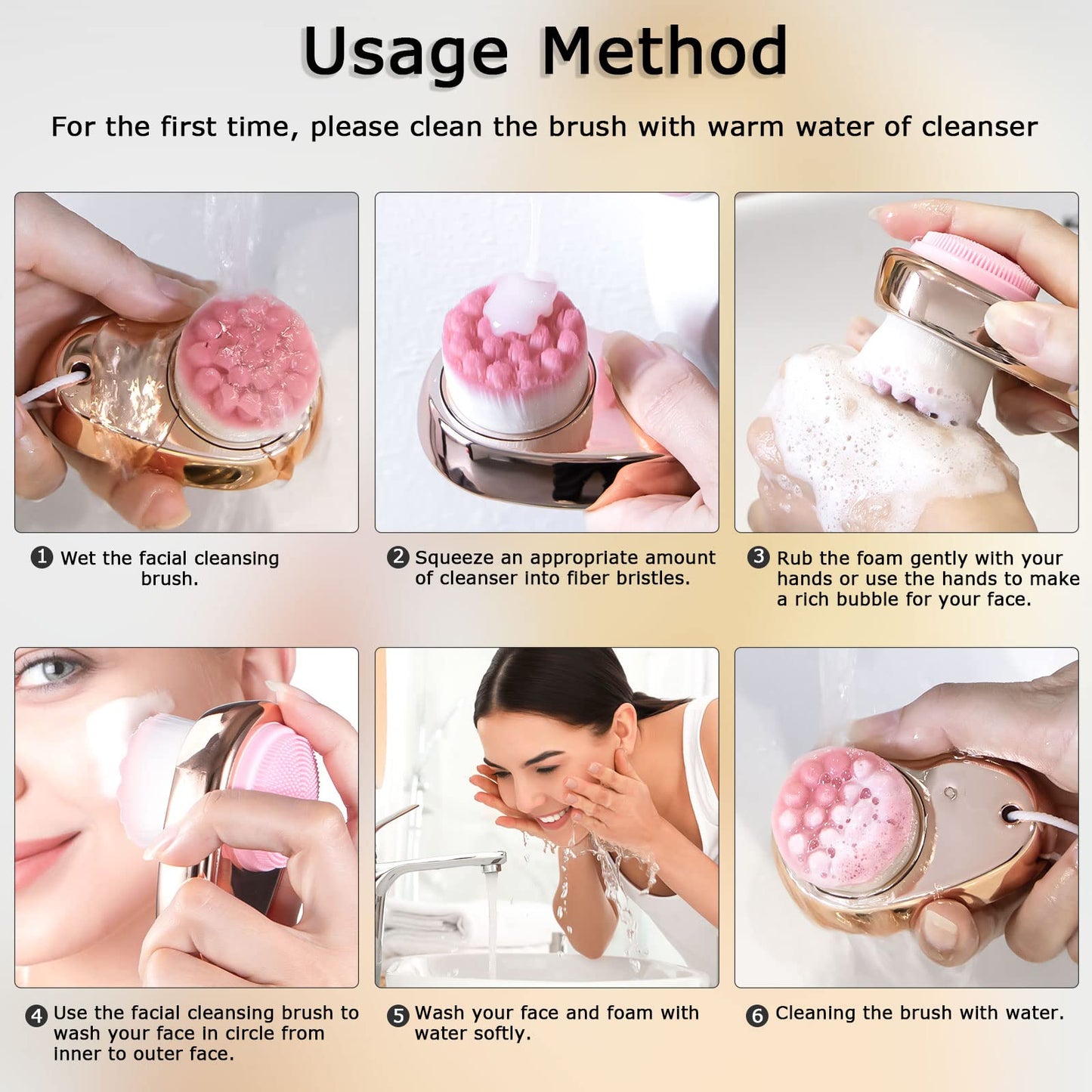 2 Pack Facial Cleansing Brush 2 in 1 for Face Exfoliation, Soft Bamboo Charcoal Microfiber Bristle Dual Face Silicone Scrubber Brush for Pore Deep Cleansing Skincare with Lid, Black+Gradient