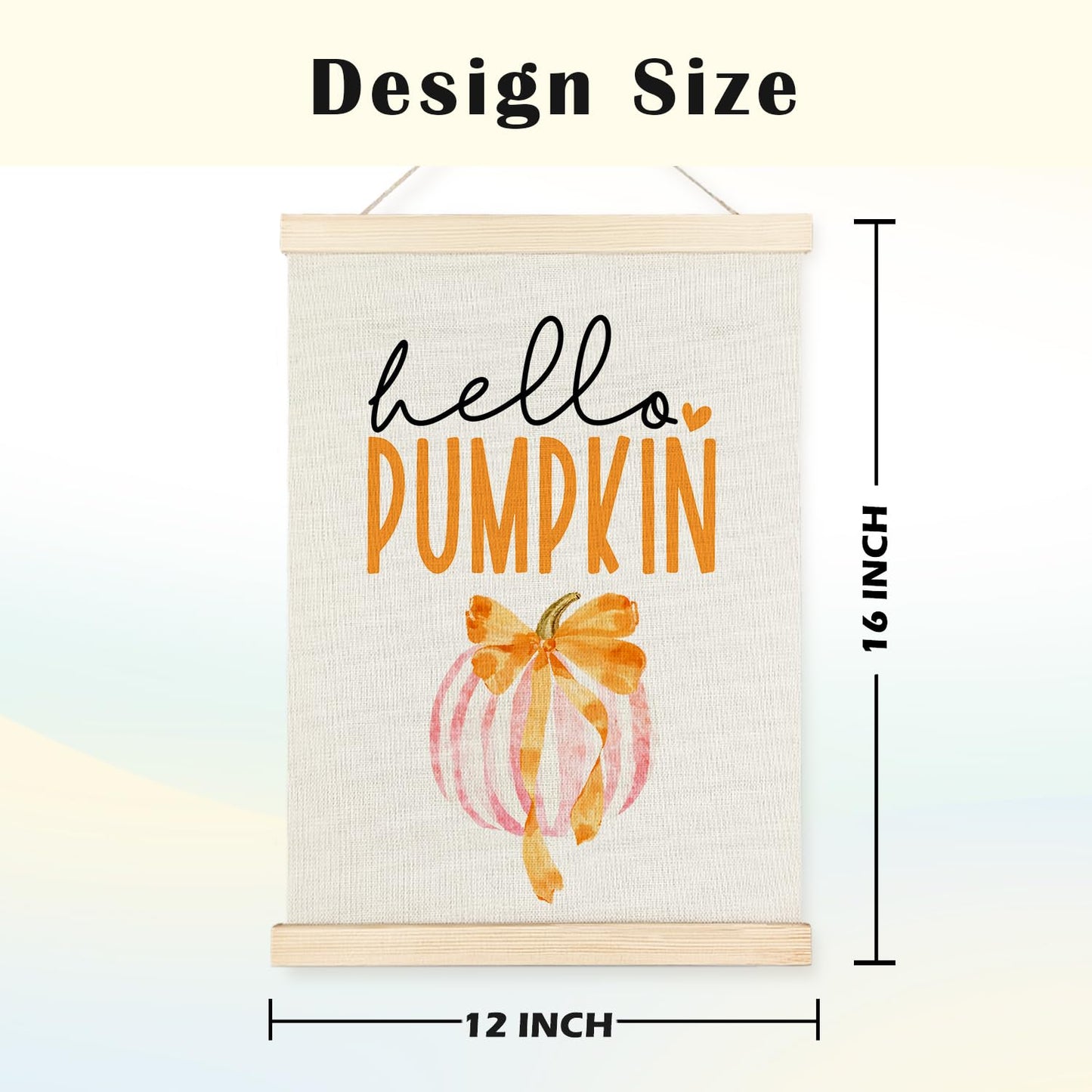 JINYO Hello Fall Pumpkin Maple Leaf Wall Art Poster, Preppy Fall Decor, Hello Pumpkin Autumn Canvas Prints Wall Decor for Home Living Room Kitchen Office, 12x16 Inches Set of 2