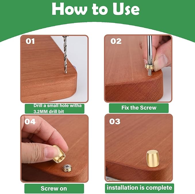 4 PCS Brass Cutting Board Feet