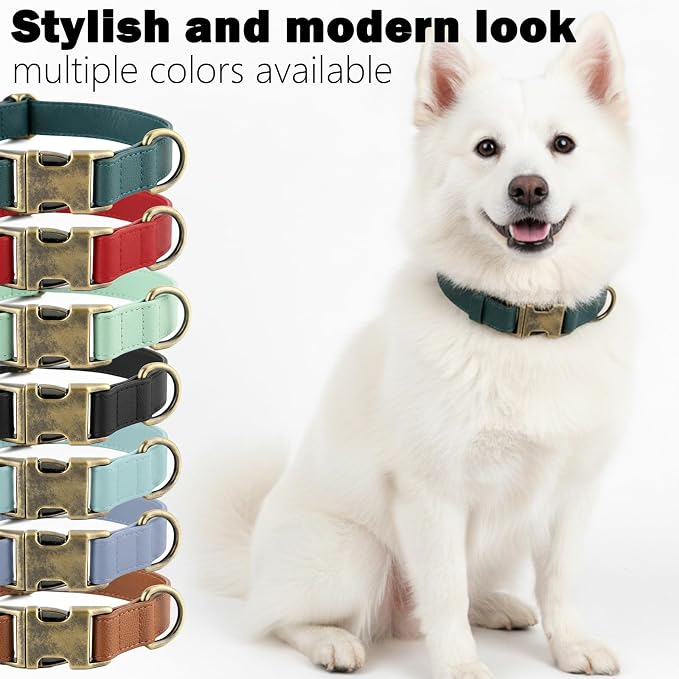 Silicone Dog Collar and Leash Set, Waterproof & Odor-Proof Puppy Collar for Small Dogs, Soft Flexible Leather-Look Dog Collars, Durable Thick Adjustable Pet Collar (Purple, Medium (12.5-20" Neck))