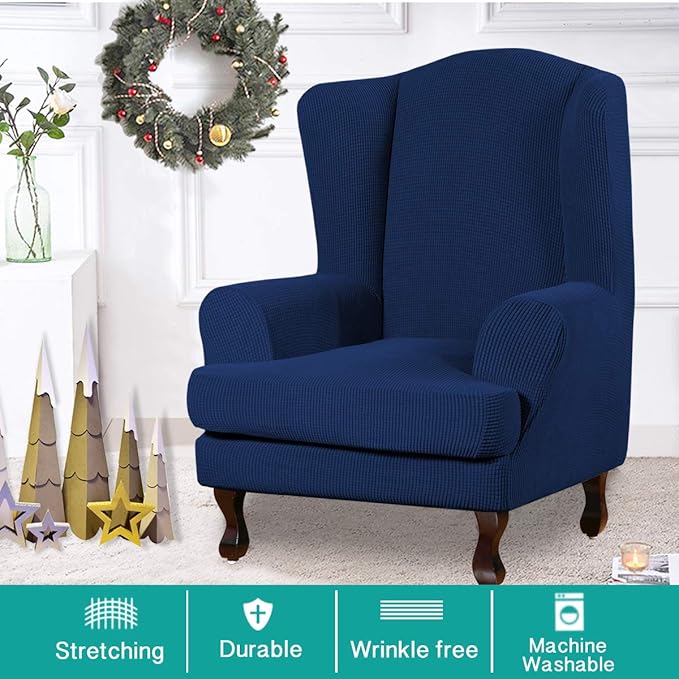 Turquoize Wingback Chair Covers 2 Piece Wing Chair Slipcover Stretch Slipcovers