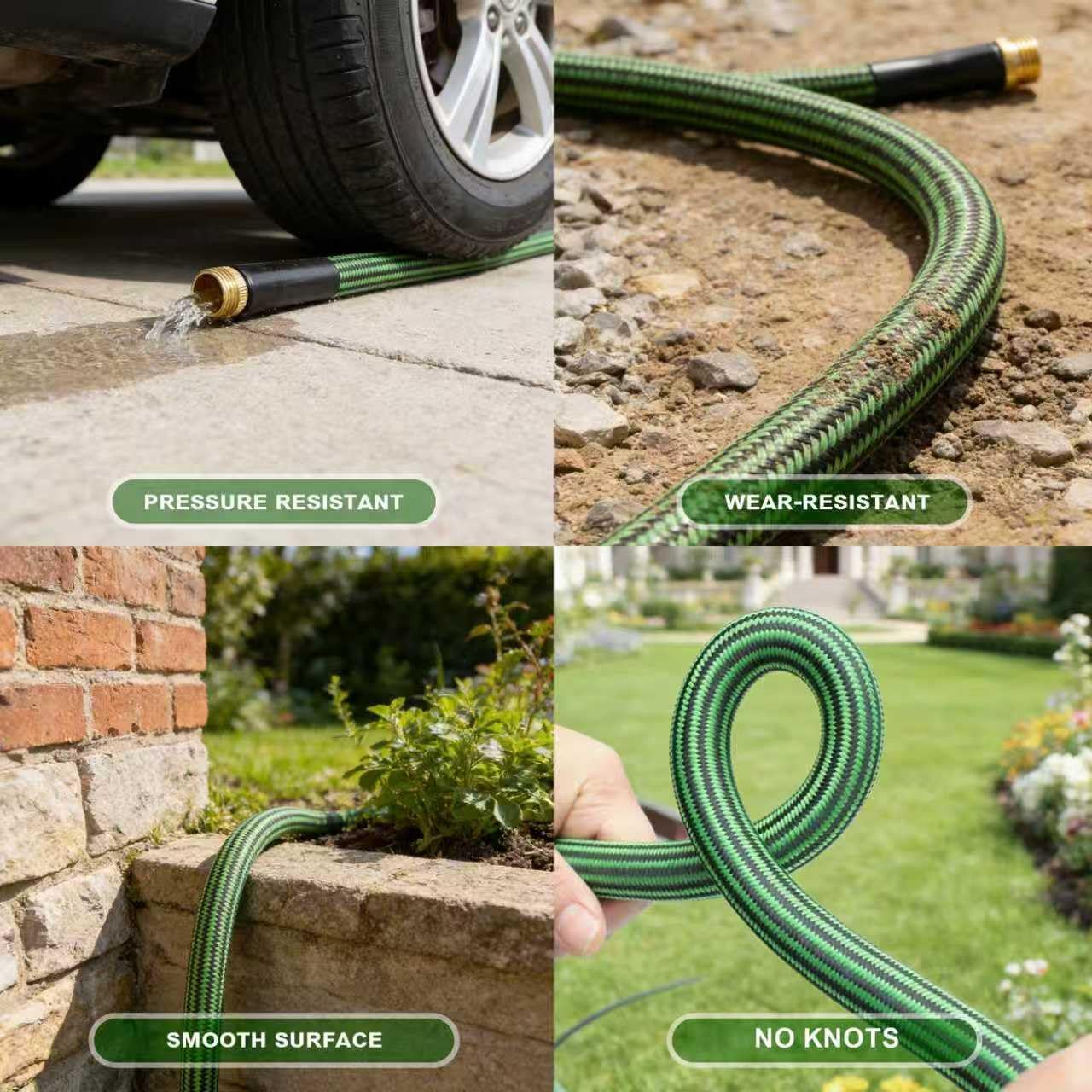 Torioweg Garden Hose 25 FT-Triple-layer pipe, Heavy Duty Water Hose with solid Aluminum Fittings, Ultra-Lightweight and Flexible, Abrasion-Resistant, Rust-Resistant,Watering and Cleaning for Outdoor