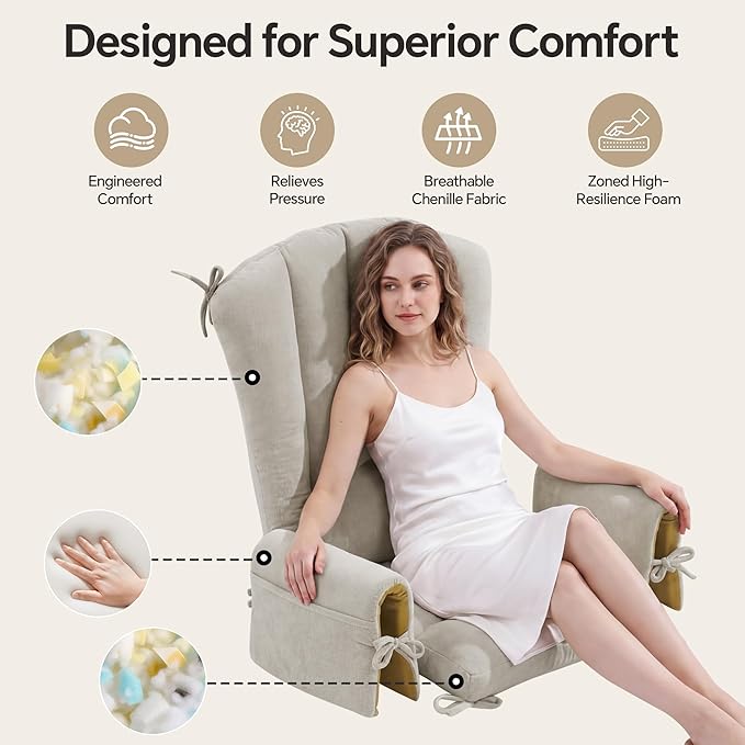 BALAPET Wingback Rocking Chair Cushion Set of 4, Ergonomic High Back Cushion