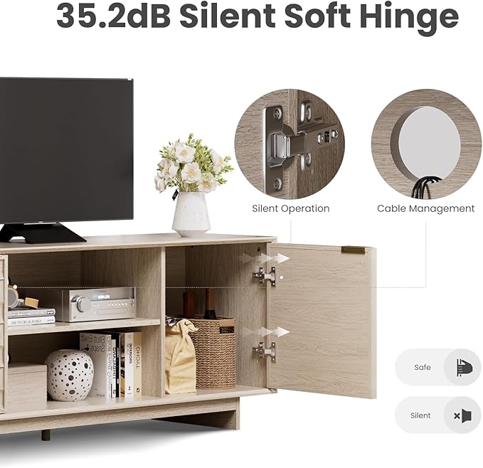 COLAMY TV Stand with Two Doors, Entertainment Center 59" with Adjustable