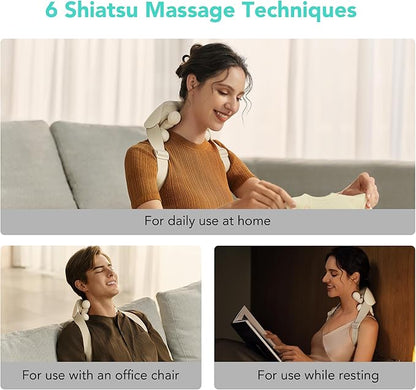 SKG FSA Eligible Cordless Neck Massager for Pain Relief Deep Tissue, Shiatsu Shoulder Massager with Heat, Massage Tools for Trapezius, Lymphatic Drainage, Relaxation Therapy, HSA Items