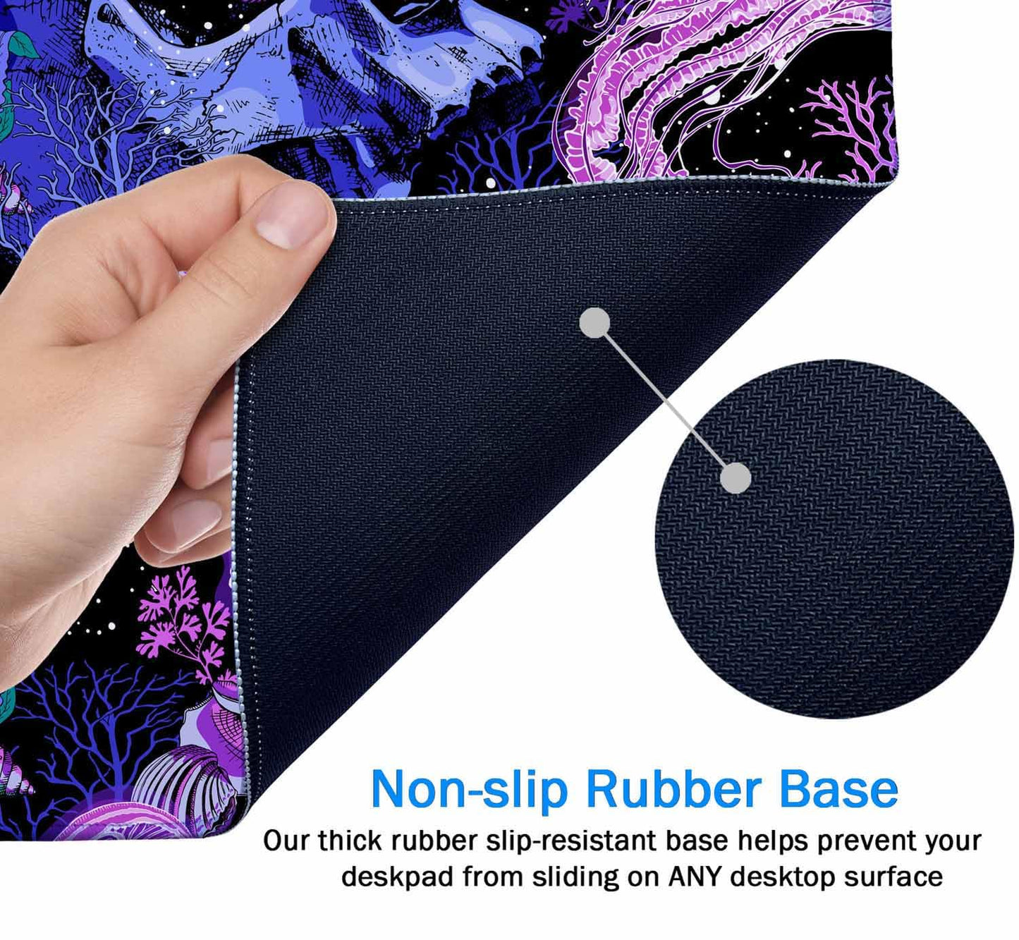 Mouse Pad Gaming, Large XXL Mouse Pads, Non-Slip Rubber Base Mousepad, Keyboard Mouse Mat Desk Pad with Stitched Edges, 35.4x15.7 inch Bright Psychedelic Skulls