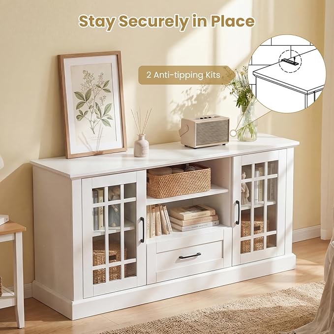 Giantex Farmhouse TV Stand for 65/70 Inch TV, Tall Entertainment Center