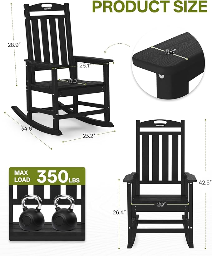 Outdoor Adirondack Rocking Chairs All-Weather HDPE Patio Rocker Chair