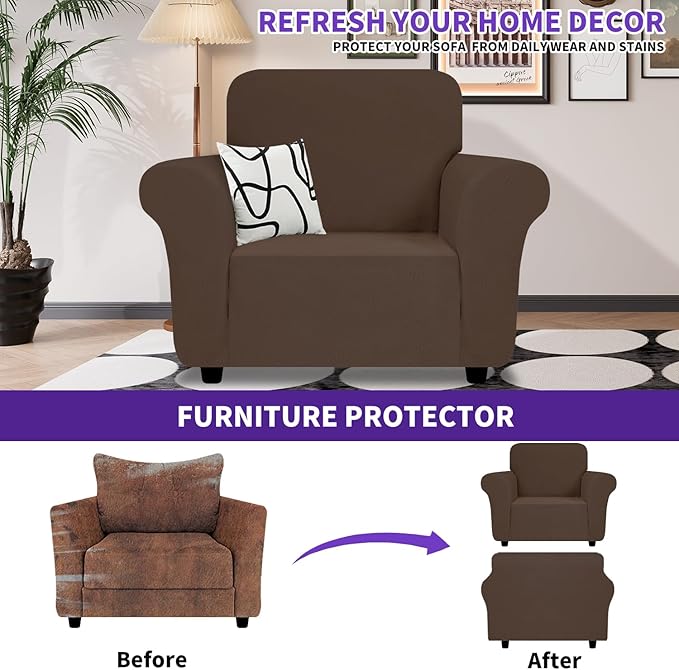 ZNSAYOTX Chair Cover with Arms, New Striped Sofa Chair Covers