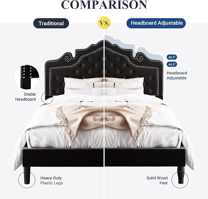 Allewie Queen Velvet Bed Frame