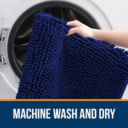 OLANLY Bathroom Runner Rugs 59x20, Extra Soft Absorbent Chenille Bath Rugs, Rubber Backing Quick Dry, Machine Washable Long Bath Mats for Bathroom Floor, Tub and Shower, Home Decor Accessories, Navy