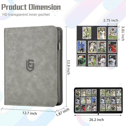 12 Pocket Card Binder,720 Pocket Trading Card Binder，Side Loading Collectible Card Albums for MTG, for TCG Football, Sports, Game Cards Grey