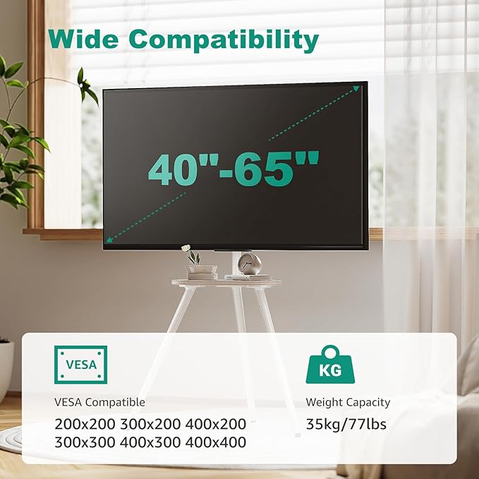 Tripod Easel TV Stand for 40 to 65 Inch LCD Led Screen, Height Adjustable and