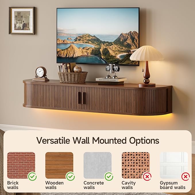 55" Floating TV Stand with Power Outlet