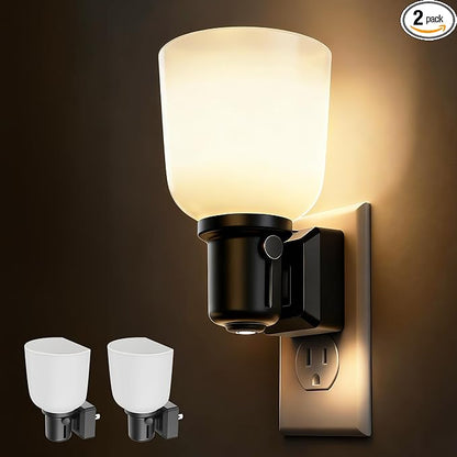 L LOHAS LED Night Lights Plug into Wall,[2 Pack] Dimmable Plug in Night Light,0-100LM Adjustable Brightness,Dusk to Dawn Sensor, 3000K Soft White, Boho Farmhouse Night Lights for Bedroom Bathroom
