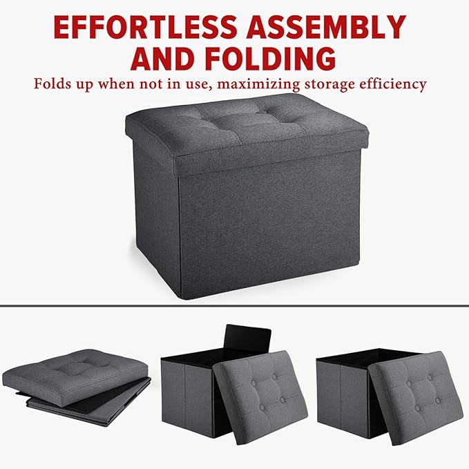 LINMAGCO Small Storage Ottoman Stool Foot Rest Stool Under Desk Stool Short