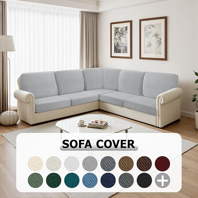 Arfntevss Velvet Corner Sectional Couch Covers Slipcovers L Shape Couch Cushion