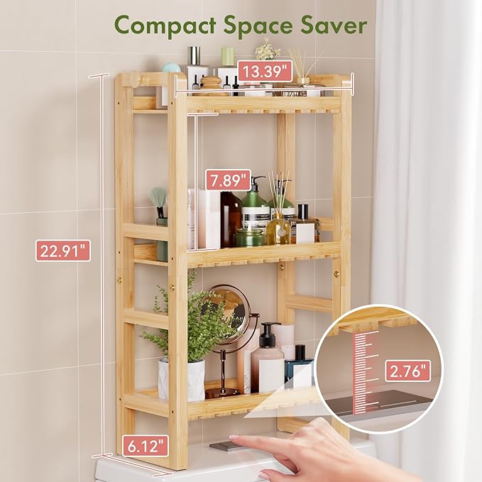 AmazerBath Bamboo Over The Toilet Storage Shelf