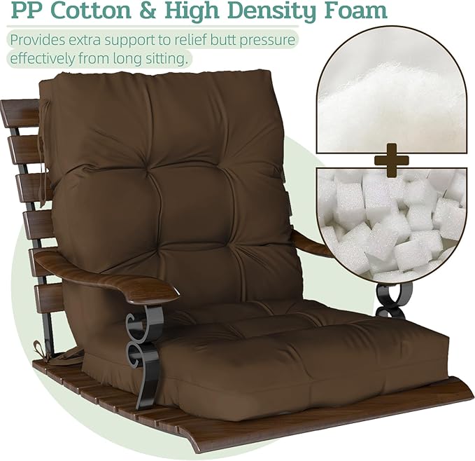 Outdoor Chair Cushions Set of 2, High Back Soft Seat Pad