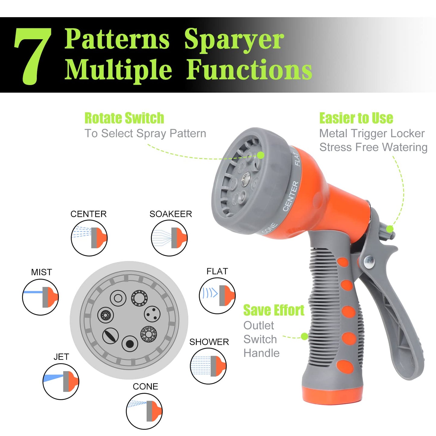 SYEENIFY Kink Free Garden Hose 100ft 5/8", Heavy Duty Hybrid Water Hose, Ultra Durable Flexible Rubber Hose with Sprayer Nozzle,Leakproof Yard Outdoor Hose with Brass Solid Connector