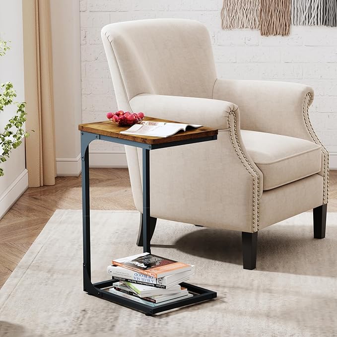 QEEIG C Table Side Table Set of 2 Living Room Sets C Shaped Couch Tray End