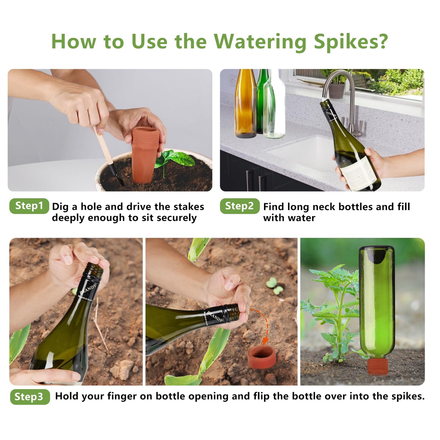 Plant Watering Devices, 8 Pack Terracotta Watering Spikes, Automatic Self Watering Spikes, Clay Wine Bottle Plant Watering Devices for Vacation, Self-Watering Stakes for Indoor Outdoor Plants