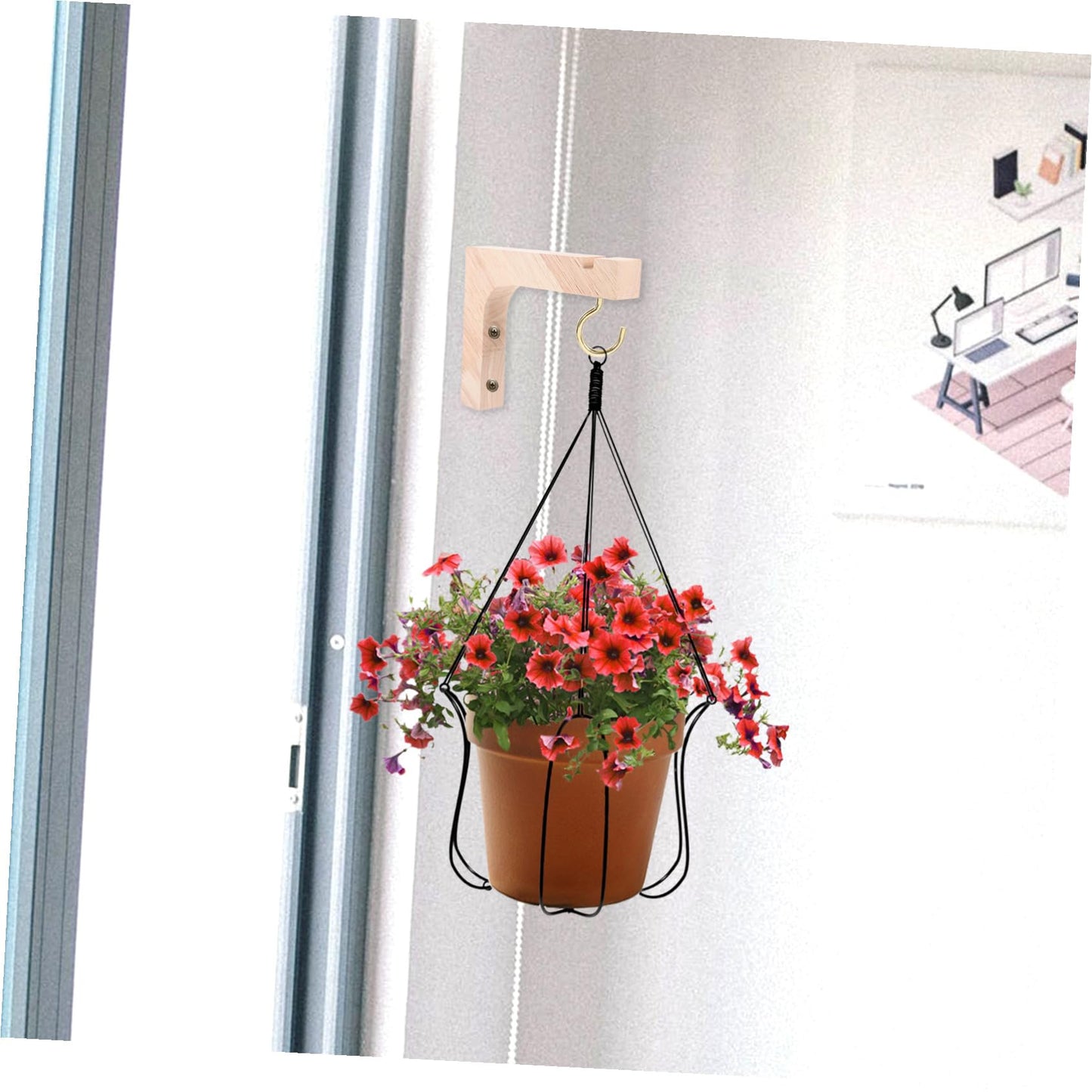 UKCOCO 2pcs Wooden Plant Hangers Wall Mounted Hooks for Indoor Hanging Plant Brackets Heavy Duty Natural Wood for Flower Pots