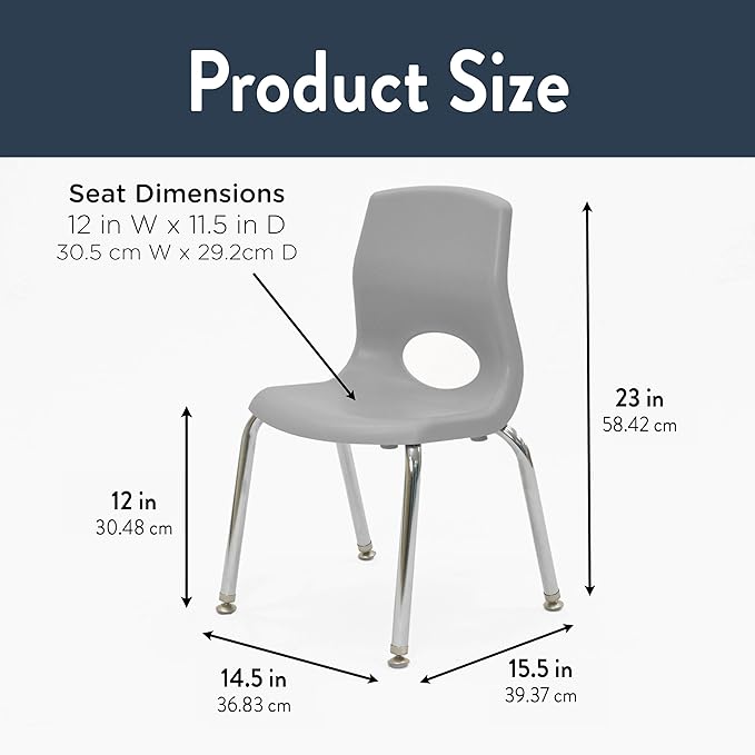 Children’s Factory MyPosture Plus 12" Chair, 2 Pack, Stackable Ergonomic