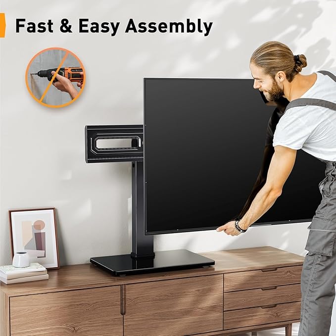 Perlegear Table Top TV Stand Mount, Universal Swivel TV Stand
