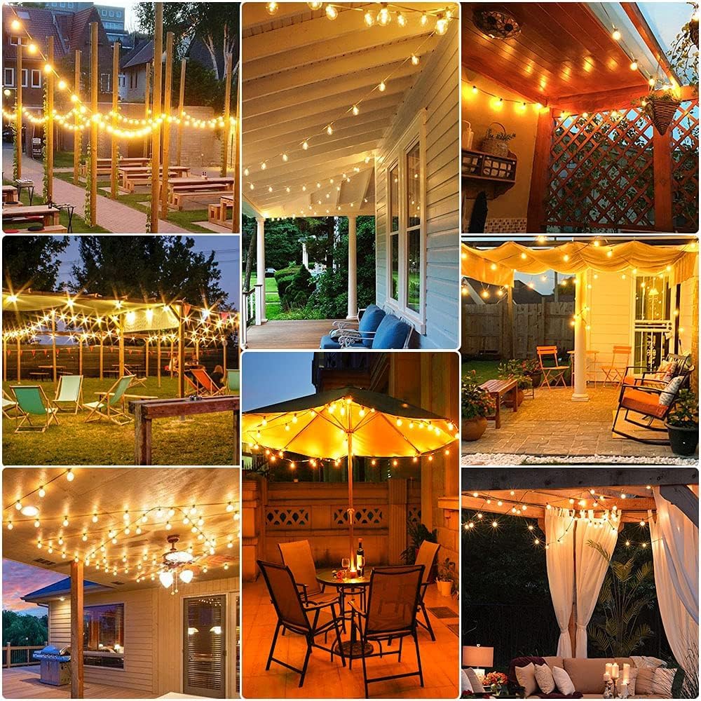 RTTY Outdoor String Lights 50ft, G40 Led Patio Globe Lights with 26pcs Plastic Bulbs, Shatterproof Waterproof Connectable Hanging for Porch Cafe Bistro Backyard Gazebo Balcony Deck Party
