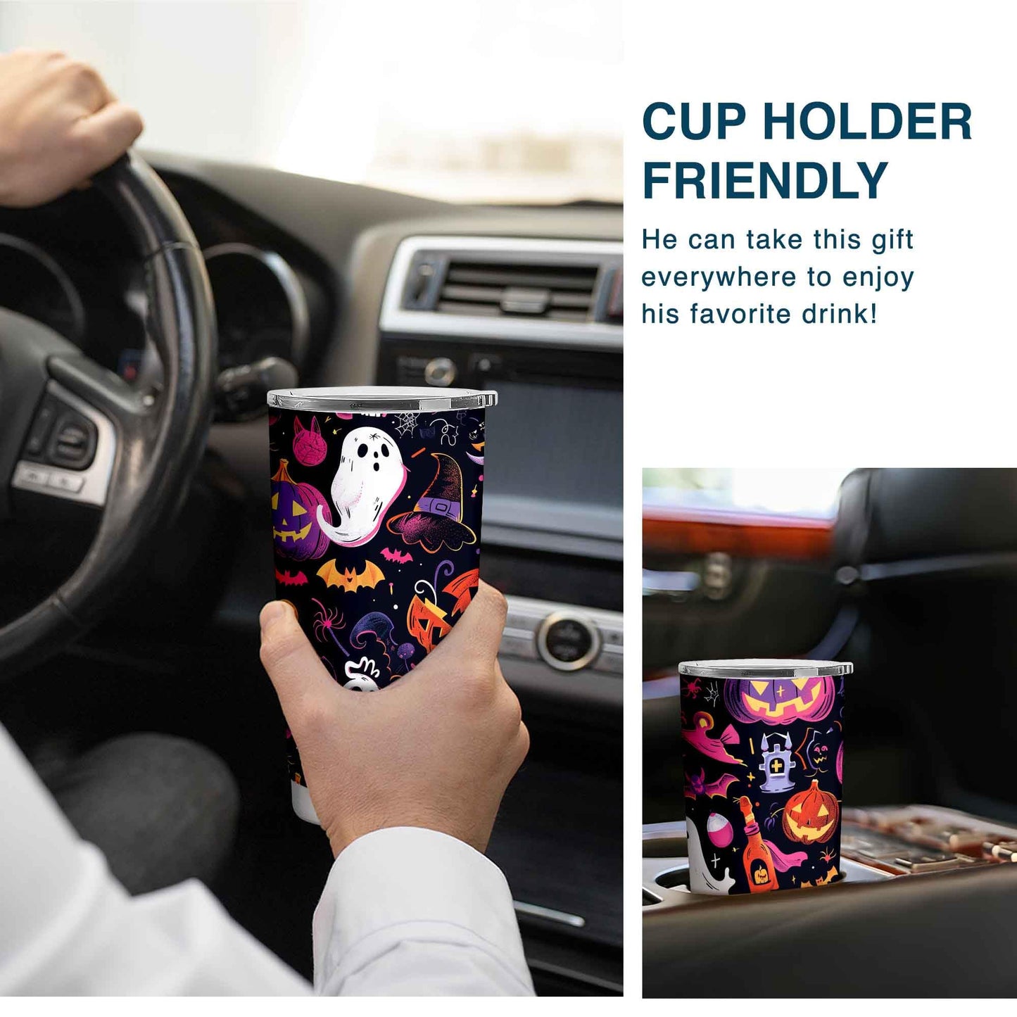 OHWIPI Christmas Tumbler 20oz, Men or Women Christmas Gifts, Halloween Gifts for Kids or Adults, Ghost Cups with Lid for Birthday Valentine or Holiday, Spooky Cups for Family Friends or Loved Ones