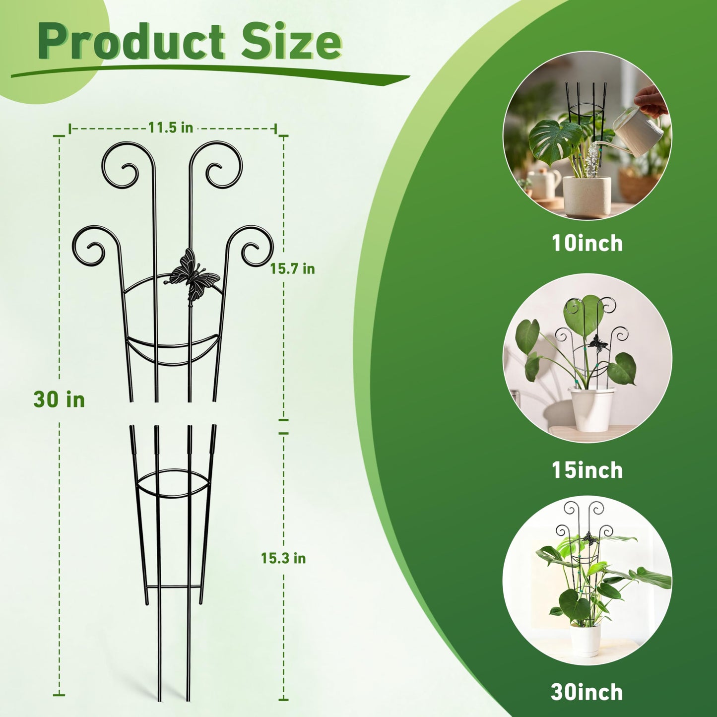 Coomin 32.6in Monstera Plant Support for Indoor Plants, 4P Trellis for Climbing Plants Indoor, Plant Climber Stakes for Potted Plants