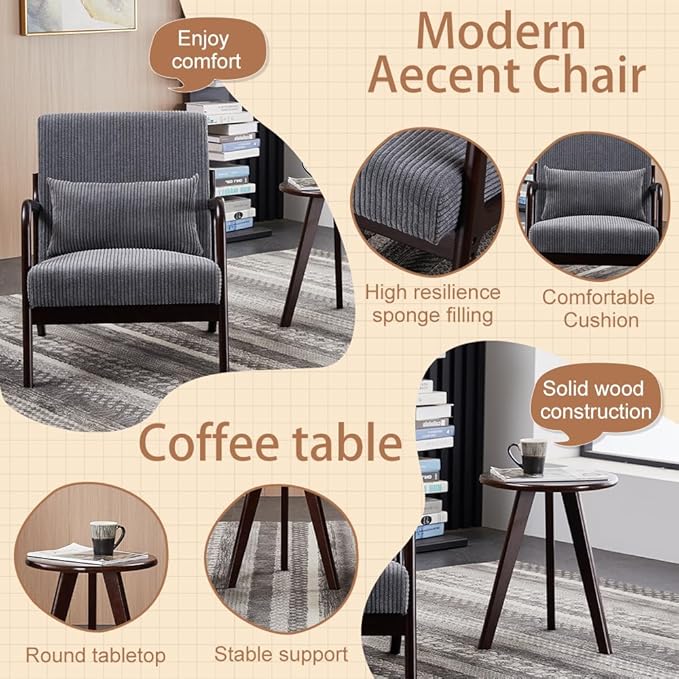 Mid-Century Modern Accent Chair & Coffee Table Set