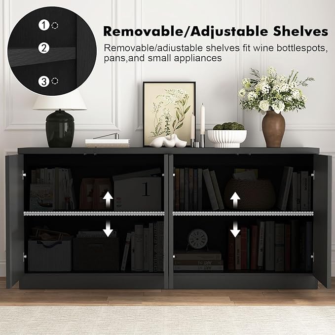 63'' Fluted TV Stand for TVs up to 75'', Modern Media Console