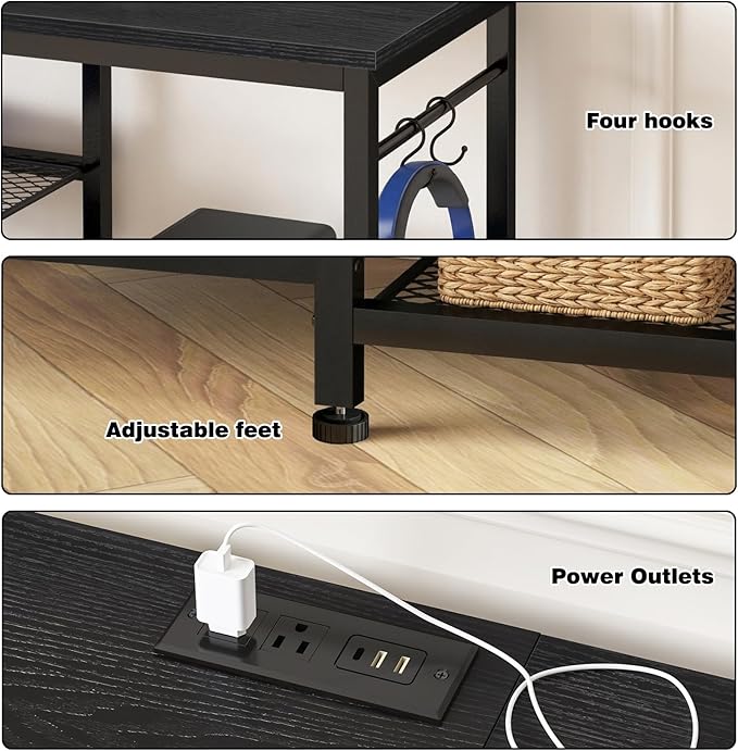 YGEOMER TV Stand for Up to 75 Inch TVs, Entertainment Center