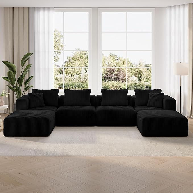 Novilla 141" Modular Sectional Sofa, Modern Cloud Sectional Couch