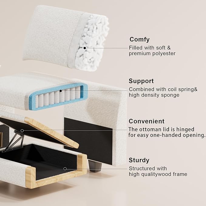 Belffin Chenille Corner Seat for Modular Couch. Sectional Sofa Module. Beige.