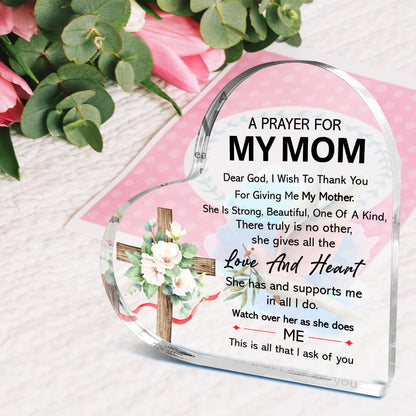 Pray Gifts for Mom,Church Plaque Gifts for Mom Thanksgiving Christmas Birthday,She Gives All The Love And Heart Sign Acrylic Plaque 4.5x4.5 Inches