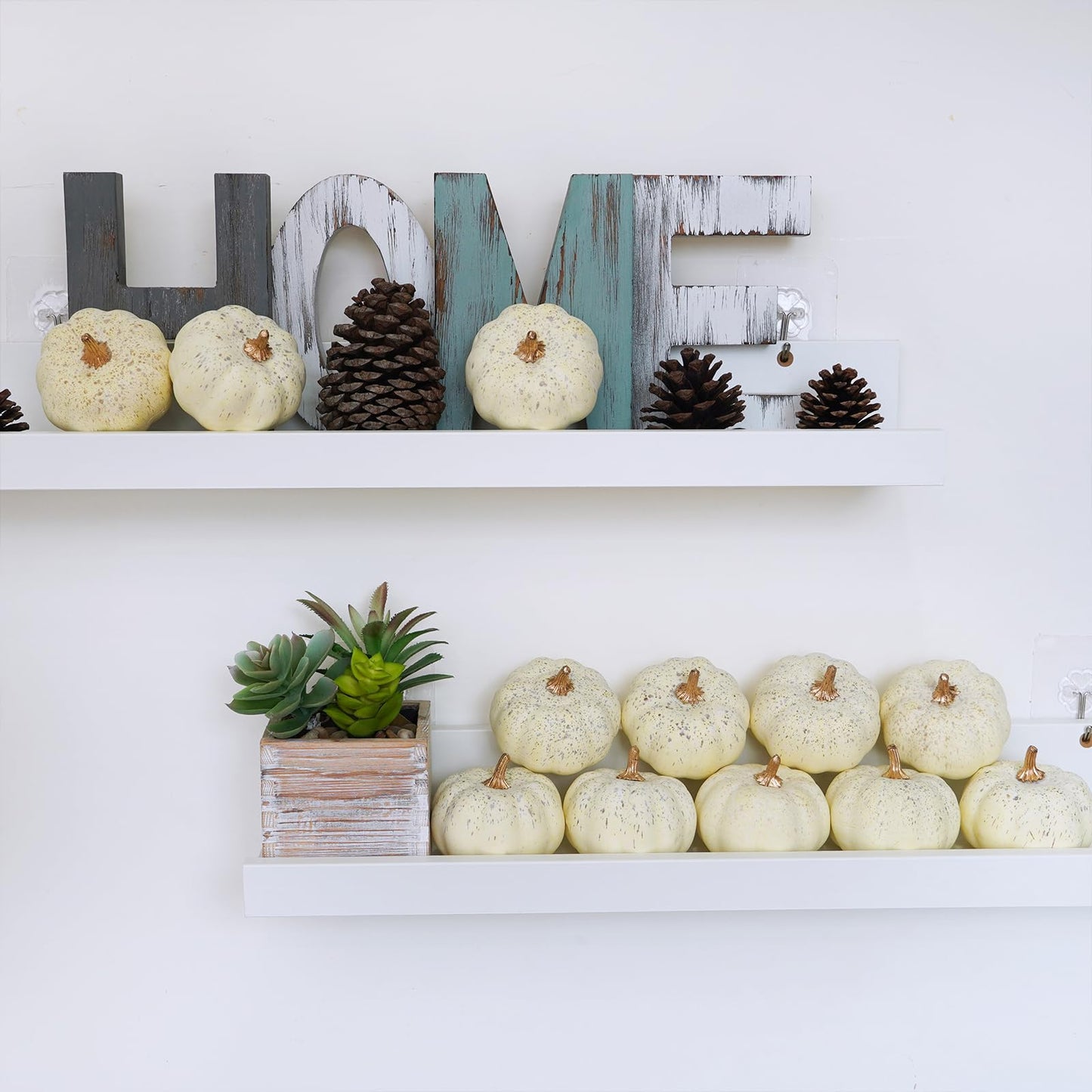 Winlyn 12 Pcs Small Artificial Cream Pumpkins Decorative Pumpkins Foam Pumpkins for Fall Harvest Wedding Baby Shower Thanksgiving Halloween Table Centerpiece Mantel Bowl Décor