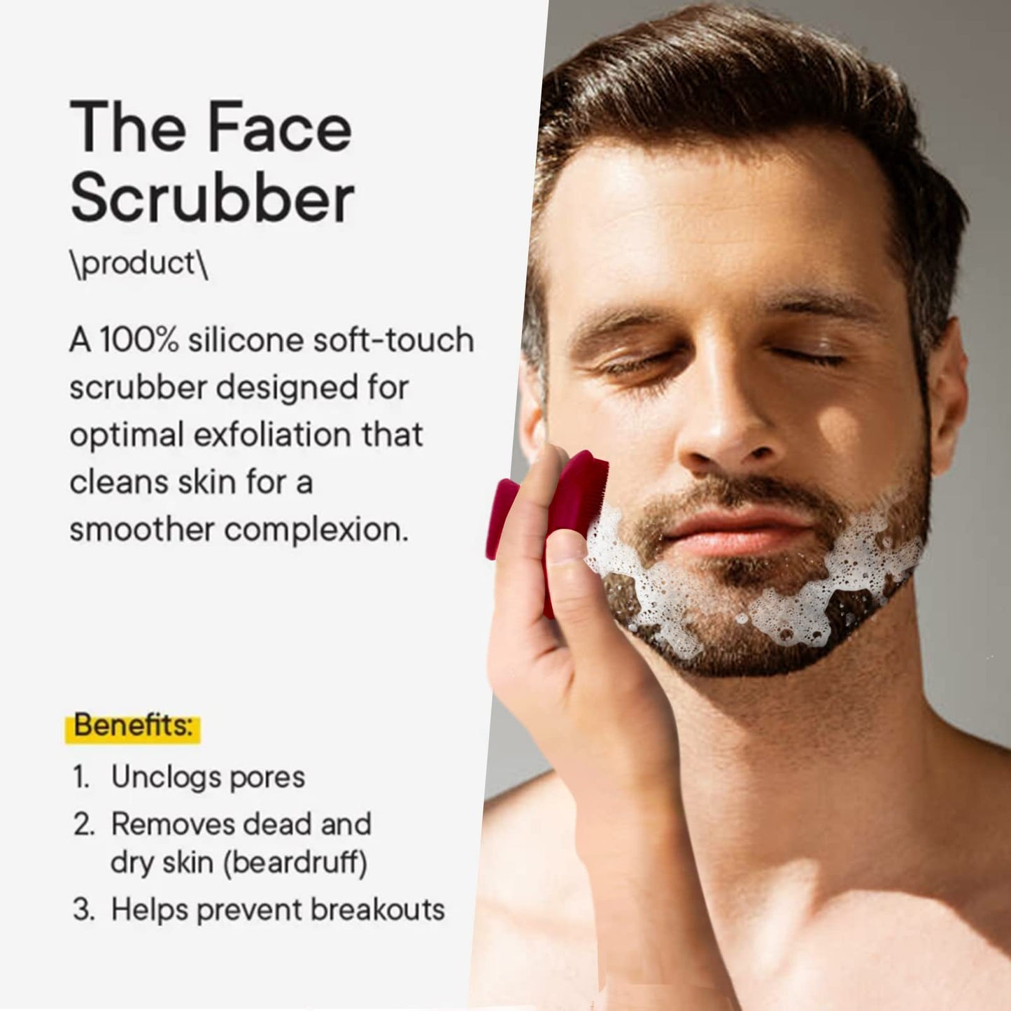VWMYQ Face Scrubber, Silicone Face Scrubber for Men Facial Cleansing Brush Silicone Face Wash Brush Manual Waterproof Cleansing Skin Care Face Brushes for Exfoliating- Black