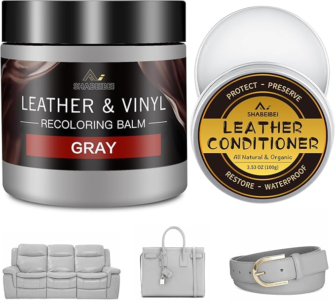 Leather Recoloring Balm with 100ml Mink Oil, Car Seats, Dye & Restorer