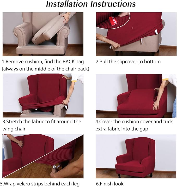 Turquoize Wingback Chair Covers 2 Piece Wing Chair Slipcover Stretch Slipcovers