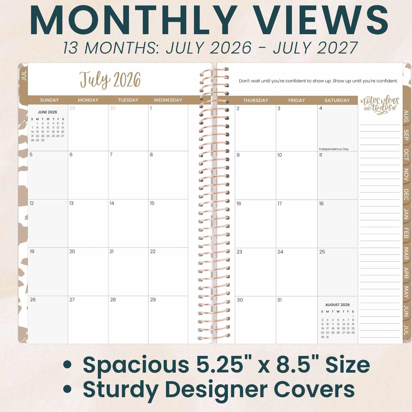 bloom daily planners 2026-2027 Planner - Academic Year (July 2026 - July 2027) Monthly & Weekly Soft Cover Planner for Women - 13 Month Calendar Agenda Book with Stickers - 5.5" x 8.25" - Tan Leopard