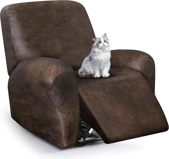 ANARACHON Leather Look Recliner Chair Covers, 4-Pieces Stretch Recliner Cover